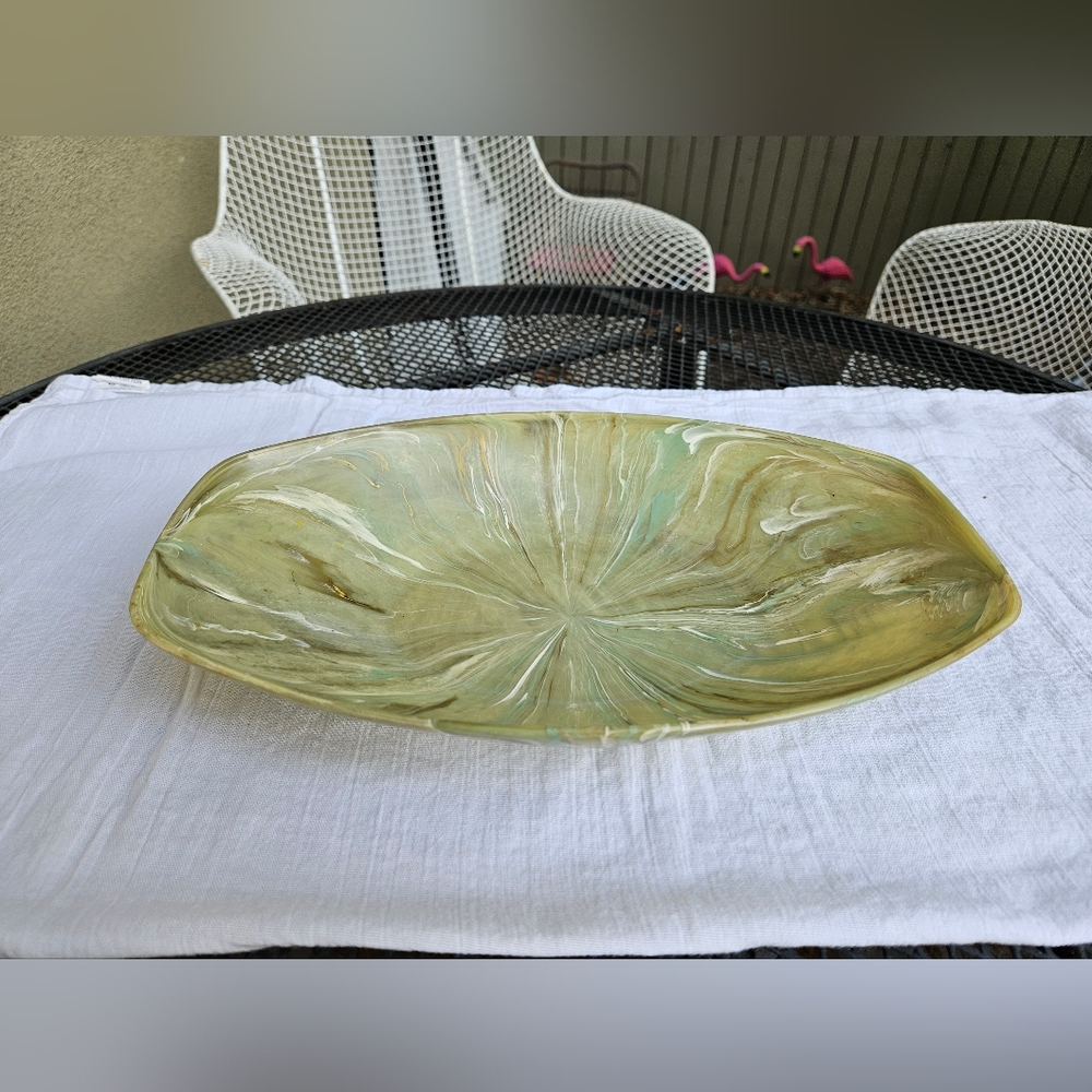 VINTAGE - Mid-Century: Union Products, Leominster, MA,Green/Swirled Plastic Bowl